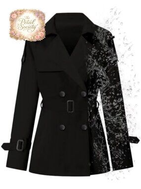 Water-Repellent Double Breasted Belted Short Trench Coat